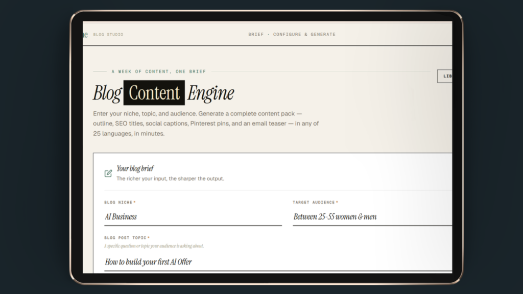 The Blog Content Engine